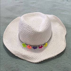 White hat with flowers